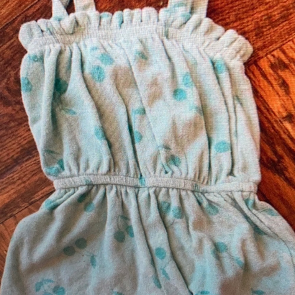 Kids Aqua Terry Romper with cherry Print size 3T